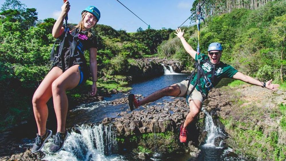 Umauma Falls Zipline and Swim 9-Line Zip-N-Dip Experience