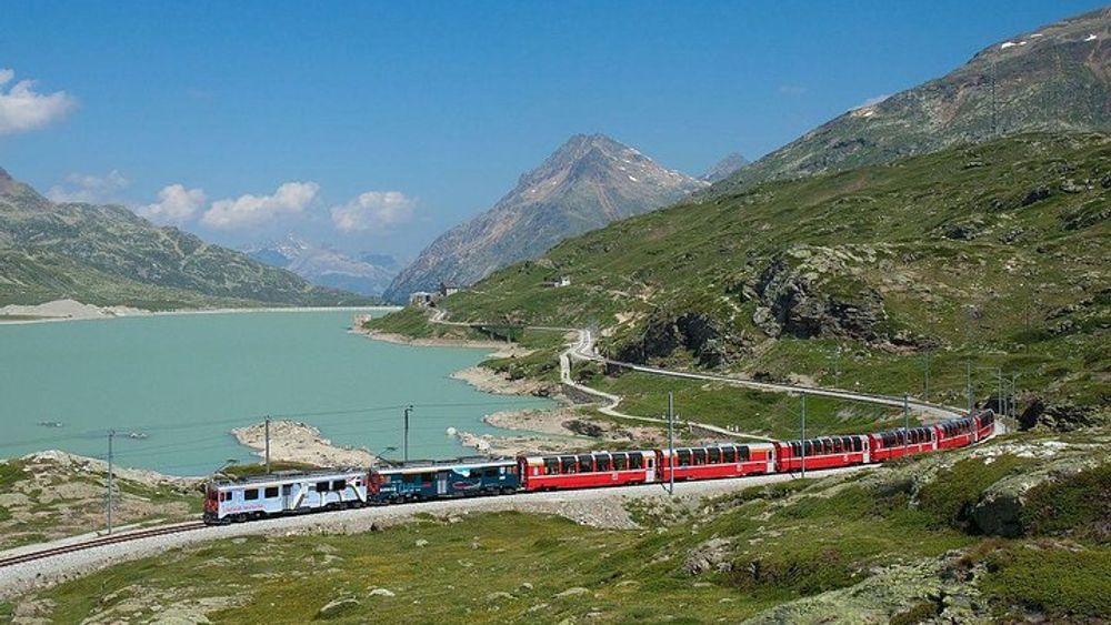 Swiss Alps Bernina Red train and St.Moritz tour from Milan