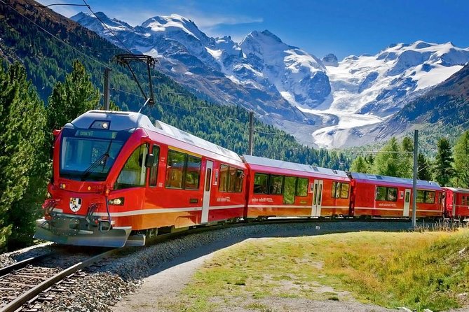Private group, Bernina, red train tour package, breathtaking scenery of the Alps